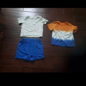 Baby Boys White Blue & Orange Tie Dye Short Set